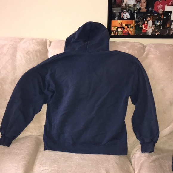 Hanes ultimate cotton medium blue zippered hoodie damaged 💕 - Picture 6 of 8